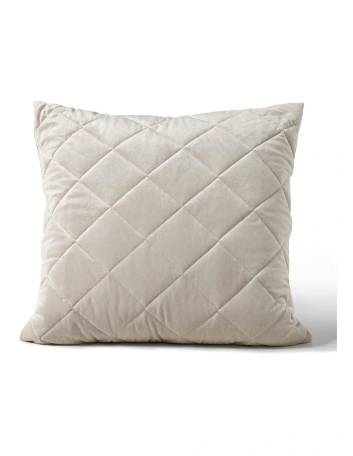 Haven Velvet Quilted European Pillowcase 65x65cm in Stone image 1
