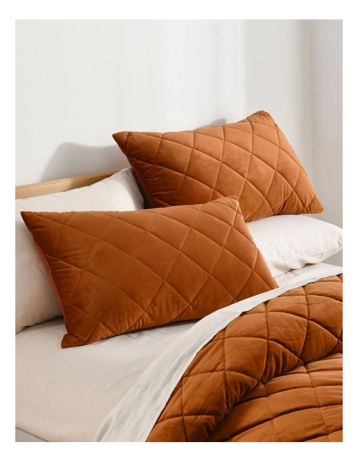 Haven Velvet Quilted Quilt Cover Set in Rust image 3