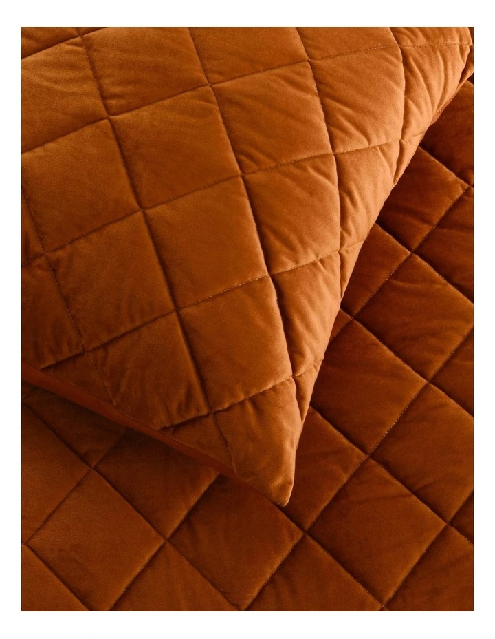 Haven Velvet Quilted Quilt Cover Set in Rust image 4
