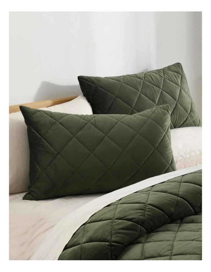 Haven Velvet Quilted Quilt Cover Set in Olive image 3