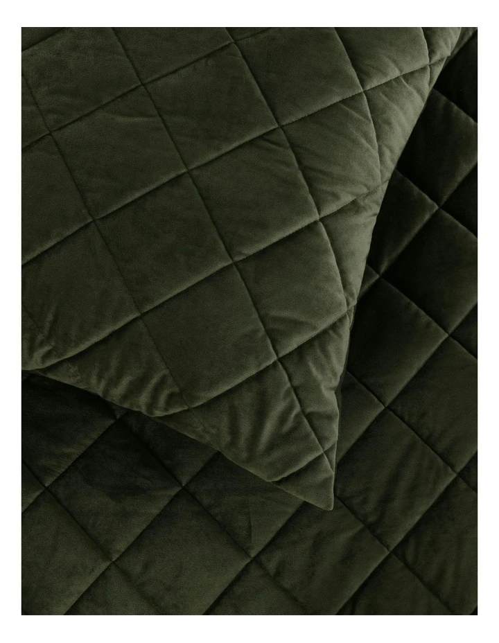 Haven Velvet Quilted Quilt Cover Set in Olive image 4