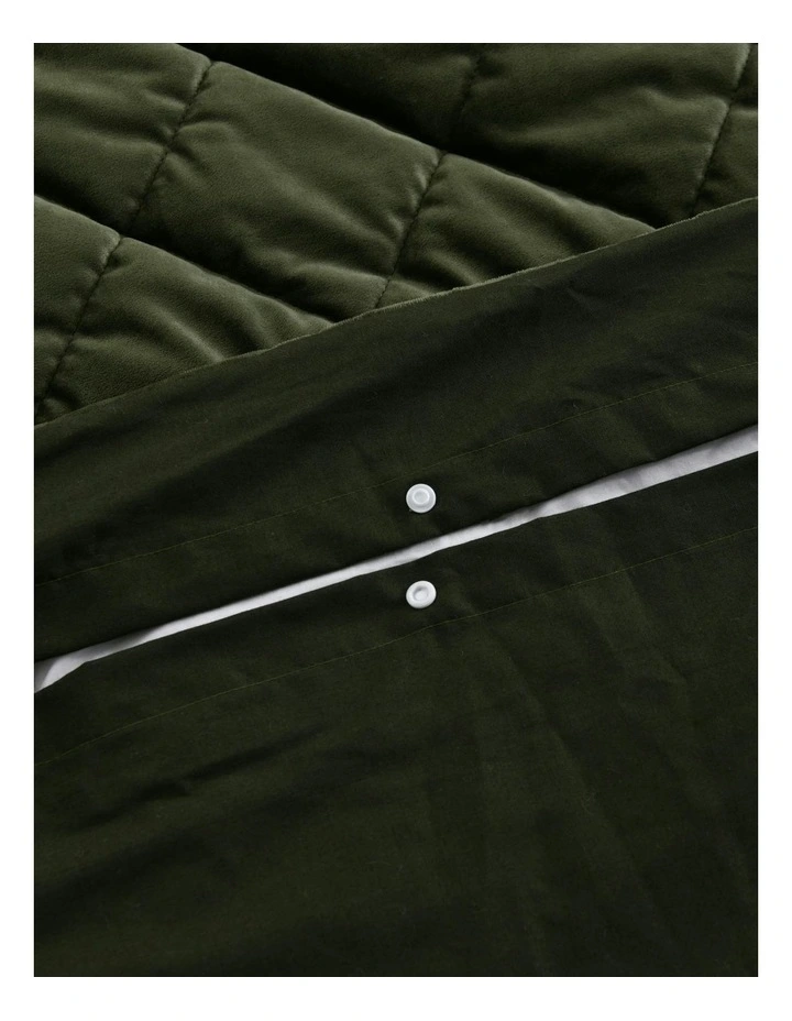 Haven Velvet Quilted Quilt Cover Set in Olive image 6