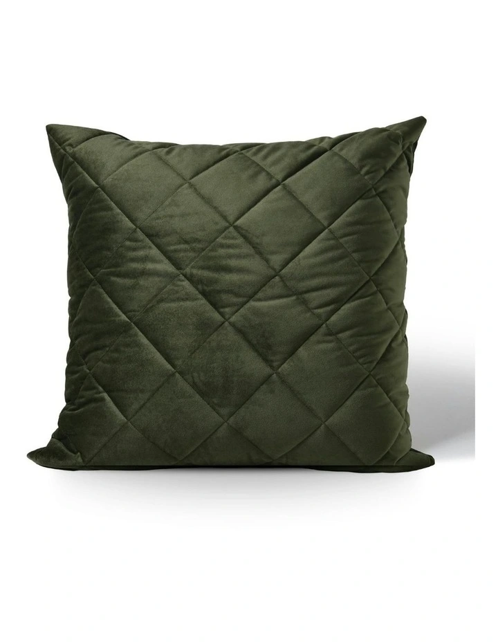 Haven Velvet Quilted European Pillowcase 65x65cm in Olive image 1