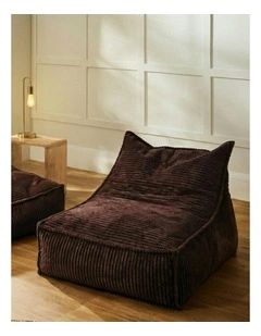 Wilde Ribbed Luxe Fleece Bean Bag Lounge Cover in Chestnut Brown