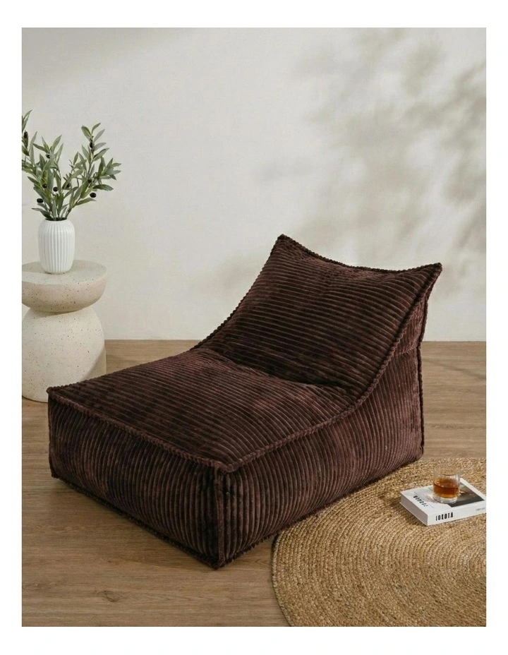 Wilde Ribbed Luxe Fleece Bean Bag Lounge Cover in Chestnut Brown image 7
