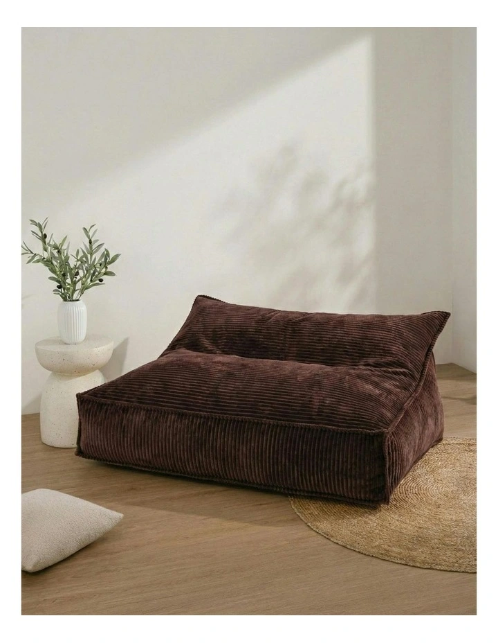 Wilde Ribbed Luxe Fleece Double Sofa Bean Bag Lounge Cover in Chestnut Brown image 7