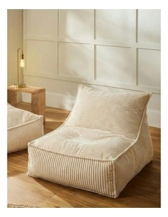 Wilde Ribbed Luxe Fleece Bean Bag Lounge Cover in Vanilla Cream