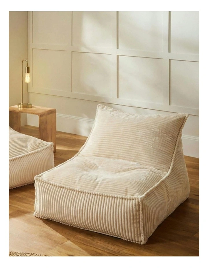 Wilde Ribbed Luxe Fleece Bean Bag Lounge Cover in Vanilla Cream image 1