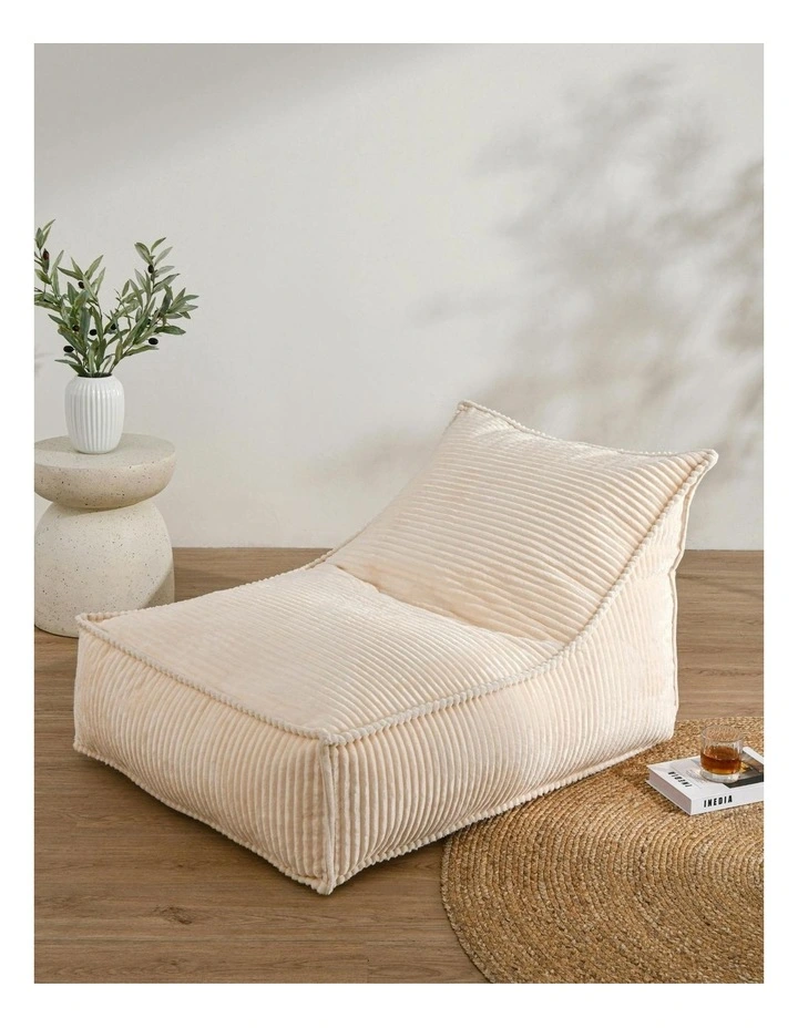Wilde Ribbed Luxe Fleece Bean Bag Lounge Cover in Vanilla Cream image 7