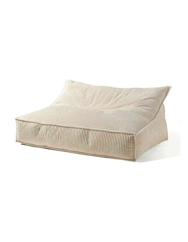 Wilde Ribbed Luxe Fleece Double Sofa Bean Bag Lounge Cover in Vanilla Cream image 2
