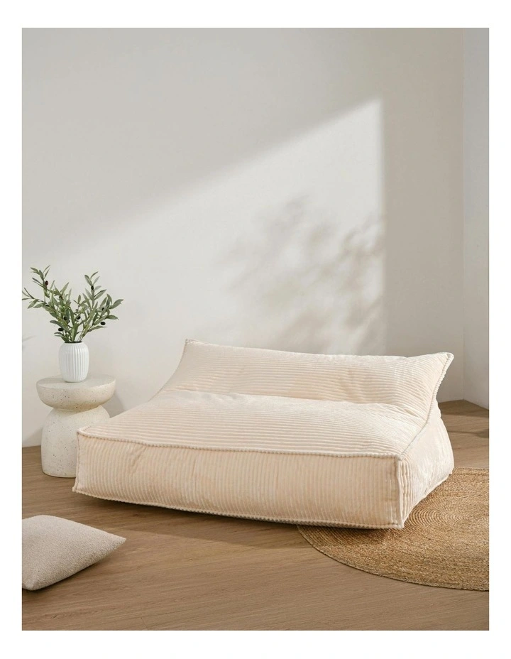 Wilde Ribbed Luxe Fleece Double Sofa Bean Bag Lounge Cover in Vanilla Cream image 7
