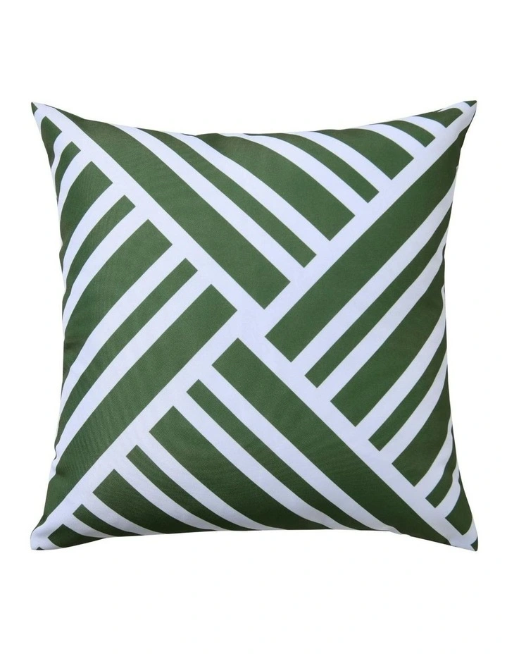 Sol Stripes Printed Outdoor Cushion 50 x 50cm in Olive image 1