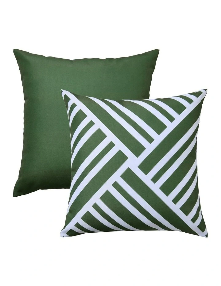 Sol Stripes Printed Outdoor Cushion 50 x 50cm in Olive image 5
