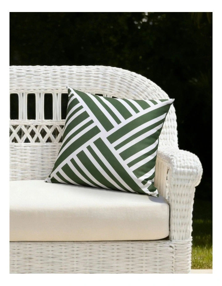 Sol Stripes Printed Outdoor Cushion 50 x 50cm in Olive image 7