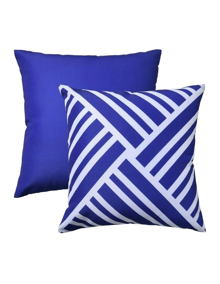 Sol Stripes Printed Outdoor Cushion 50 x 50cm in Blue image 5