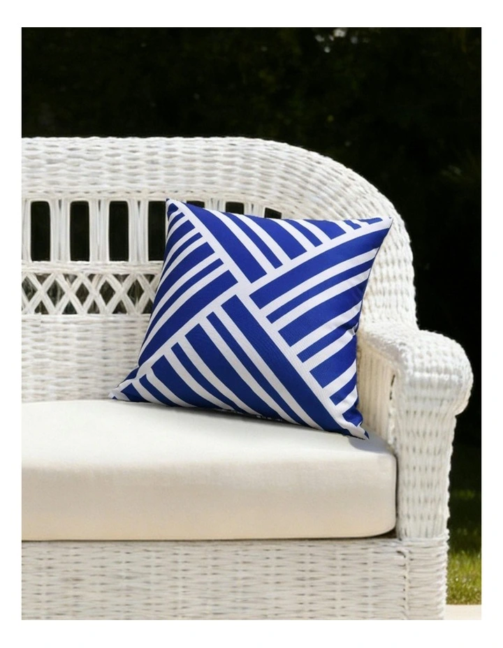 Sol Stripes Printed Outdoor Cushion 50 x 50cm in Blue image 7