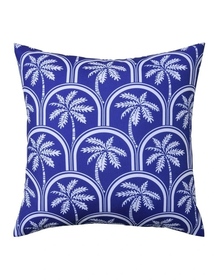 Isola Palms Printed Outdoor Cushion 50 x 50cm in Blue image 1