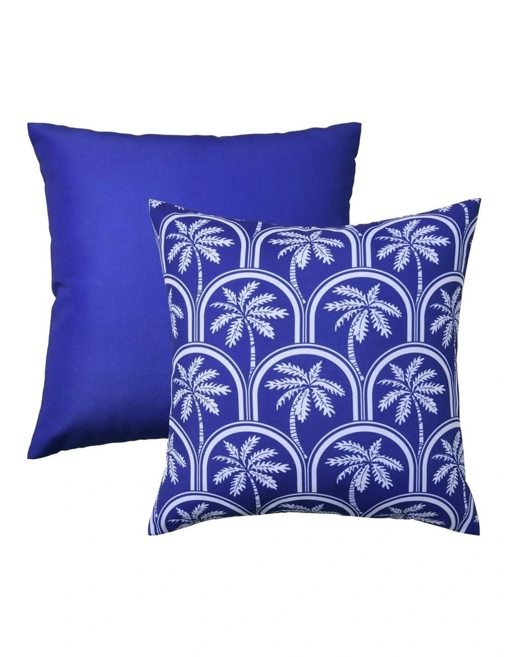Isola Palms Printed Outdoor Cushion 50 x 50cm in Blue image 5