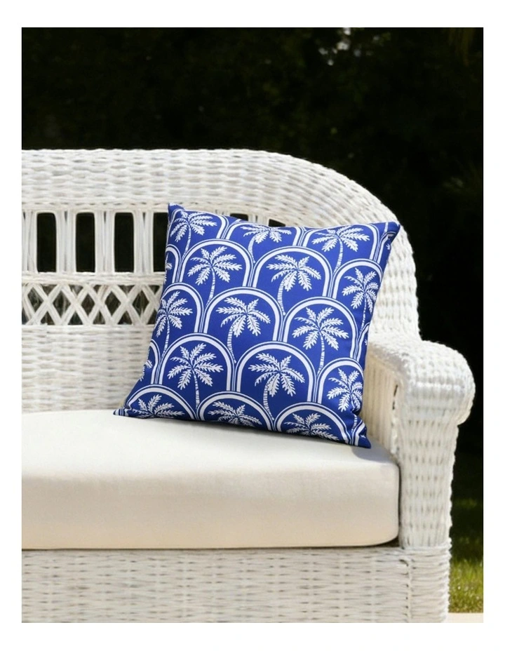 Isola Palms Printed Outdoor Cushion 50 x 50cm in Blue image 7