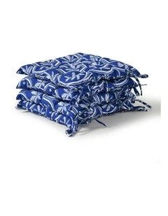 Isola Palms Printed Outdoor Seat Cushions 40x40cm 4 Pack in Blue