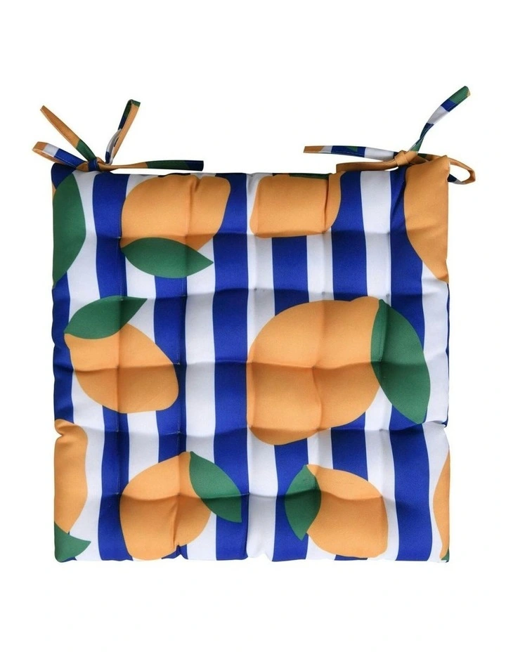 Limone Printed Outdoor Seat Cushions 4 Pack in Blue image 2