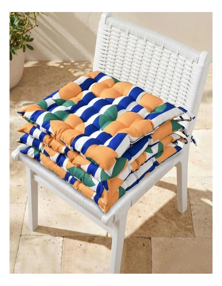 Limone Printed Outdoor Seat Cushions 4 Pack in Blue image 7