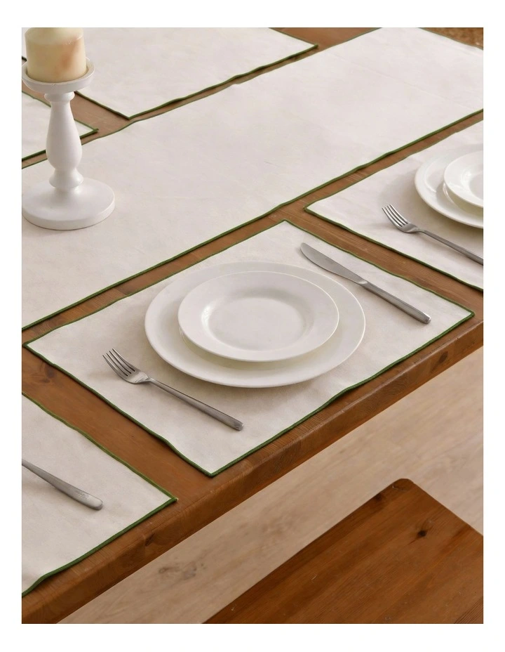 Harvest Table Runner with Placemats Set of 6 in Natural/Olive image 4