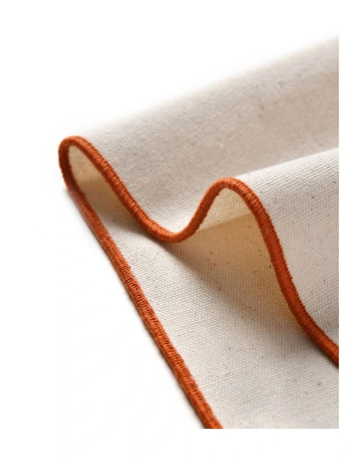 Harvest Table Runner with Placemats Set of 6 in Natural/Rust Edge image 3