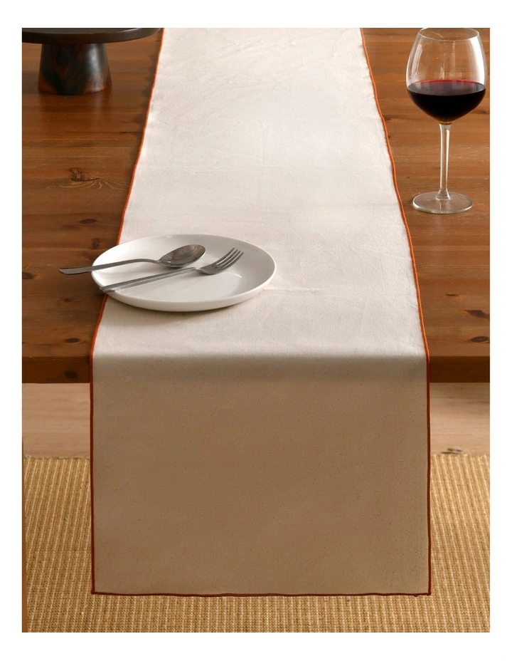 Harvest Table Runner with Placemats Set of 6 in Natural/Rust Edge image 5