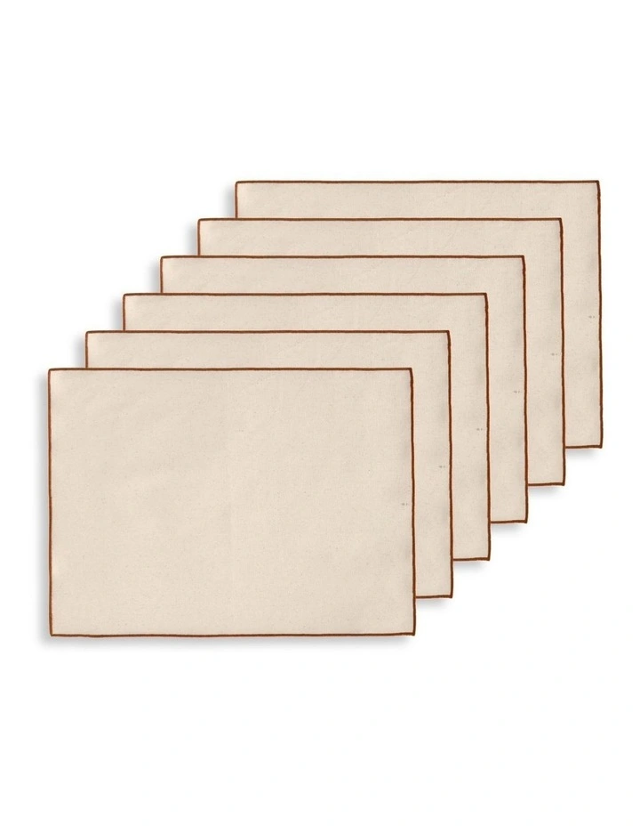 Harvest Table Runner with Placemats Set of 6 in Natural/Rust Edge image 7
