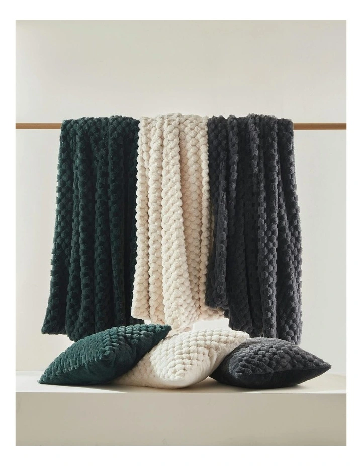 Emmett Textured Faux Fur Heated Throw in Deep Teal image 7