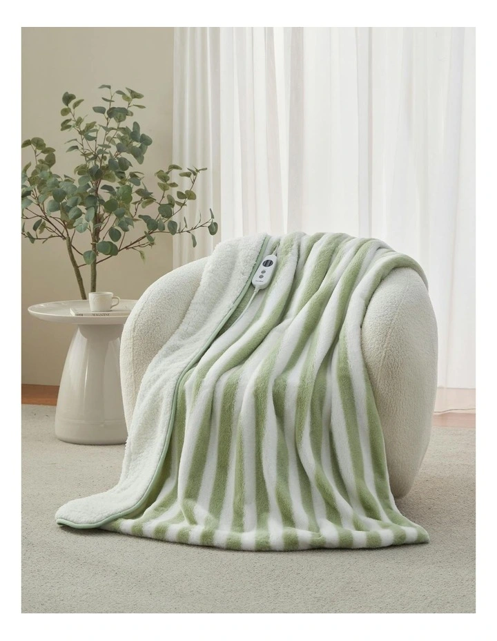 Linea Faux Fur Heated Throw in Olive image 1