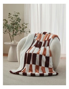 Alma Faux Fur Heated Throw in Chocolate Mousse