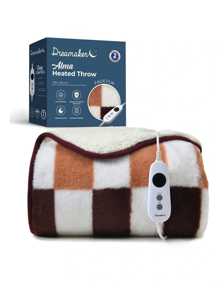 Alma Faux Fur Heated Throw in Chocolate Mousse image 2