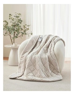 Haven Velvet Heated Throw in Stone