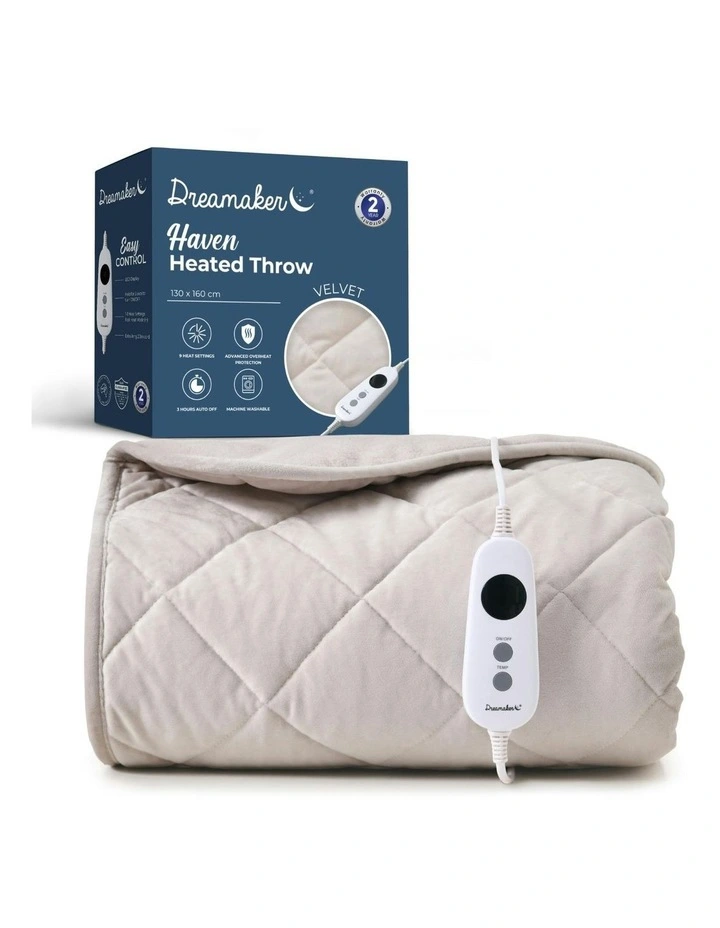 Haven Velvet Heated Throw in Stone image 2