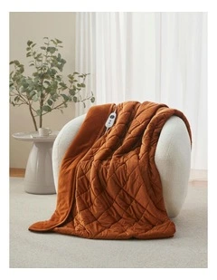 Haven Velvet Heated Throw in Rust