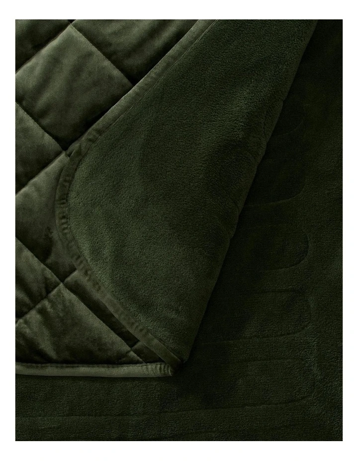Haven Velvet Heated Throw in Olive image 3