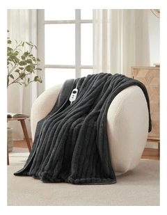 Chunky Embossed Fleece Heated Throw in Charcoal