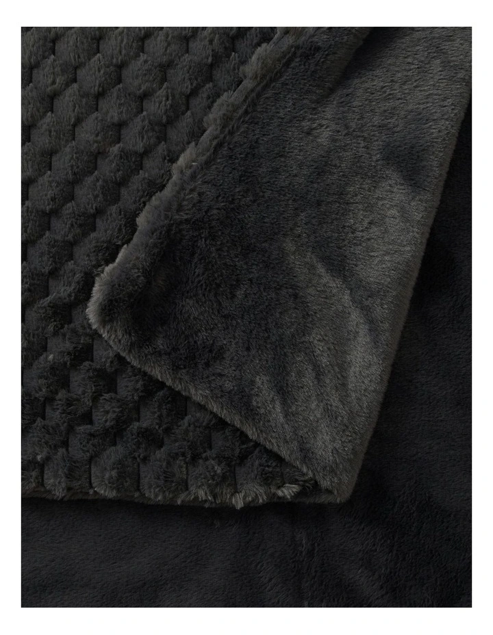 Emmett Textured Faux Fur Throw in Charcoal image 3