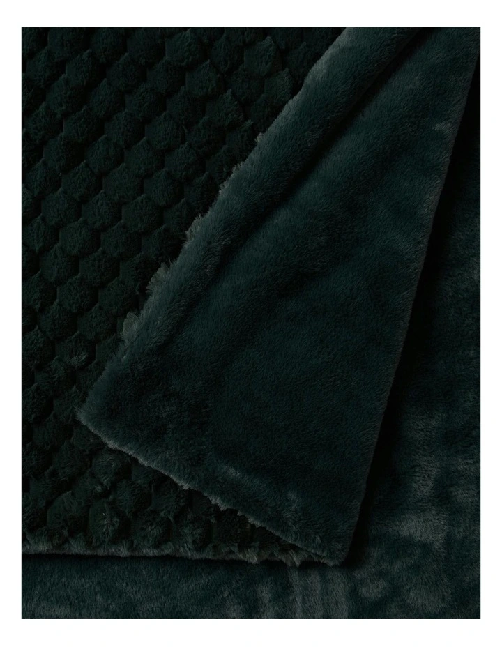 Emmett Textured Faux Fur Throw in Deep Teal image 3
