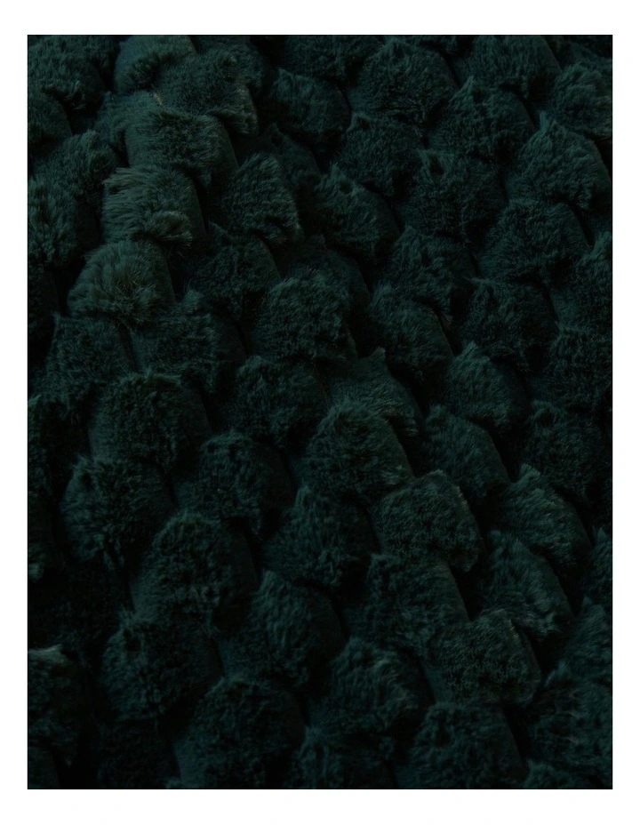 Emmett Textured Faux Fur Throw in Deep Teal image 4