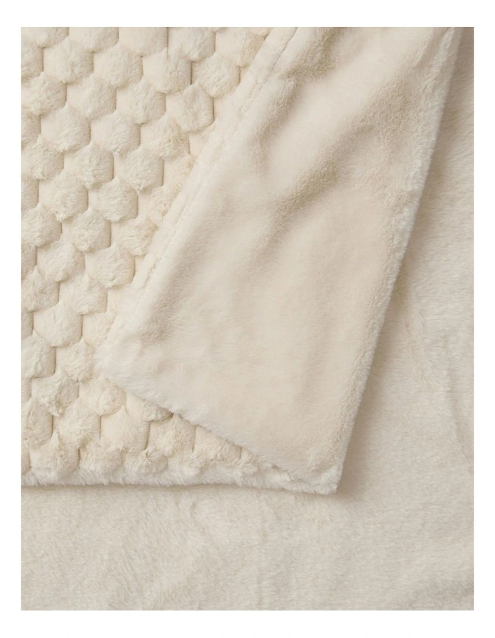 Emmett Textured Faux Fur Throw in Cream image 4