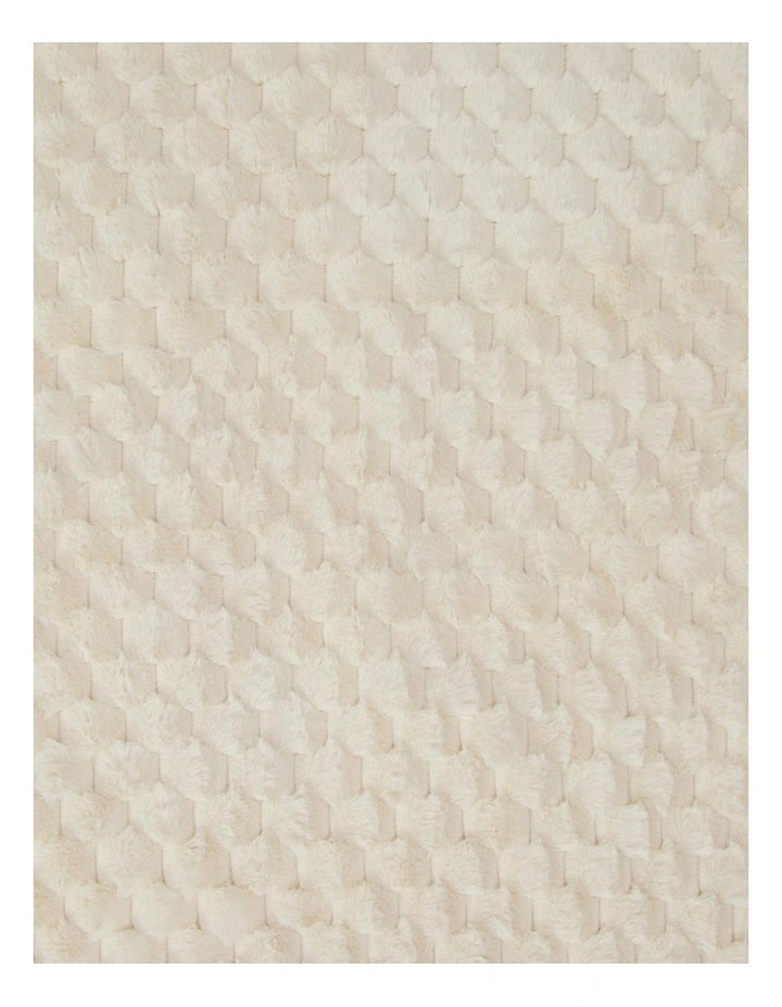 Emmett Textured Faux Fur Throw in Cream image 5