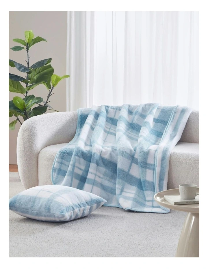 Wynter Reversible Faux Fur Throw in Blue image 1