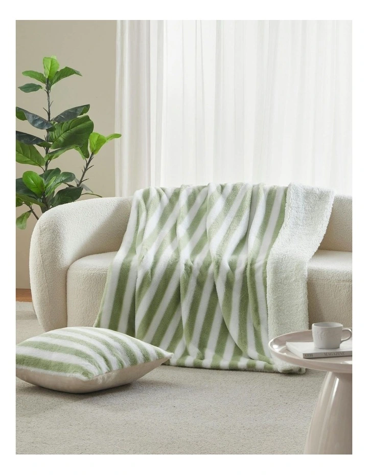 Linea Faux Fur Throw in Olive image 1
