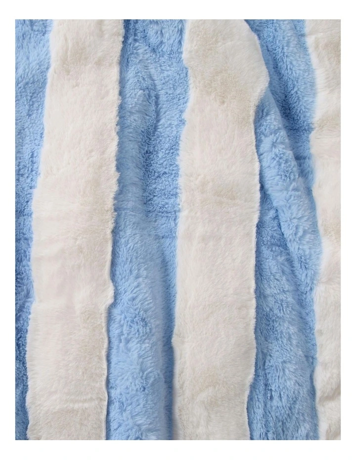 Denver Carved Stripe Faux Fur Throw in Sky image 3