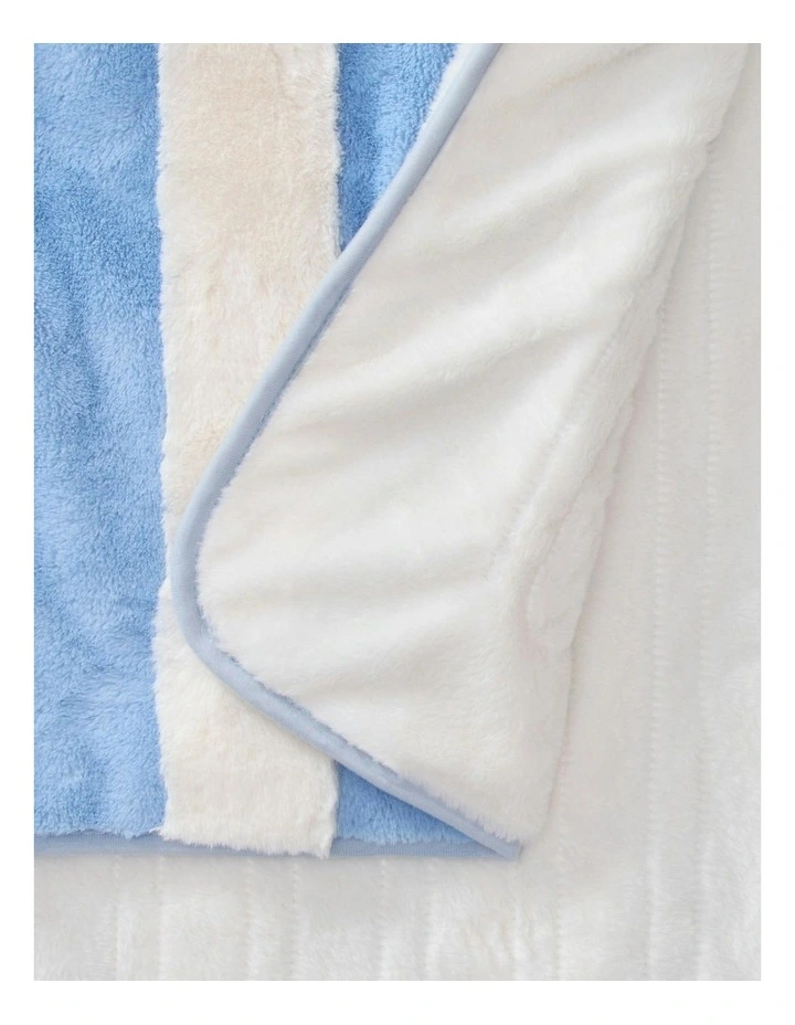 Denver Carved Stripe Faux Fur Throw in Sky image 4