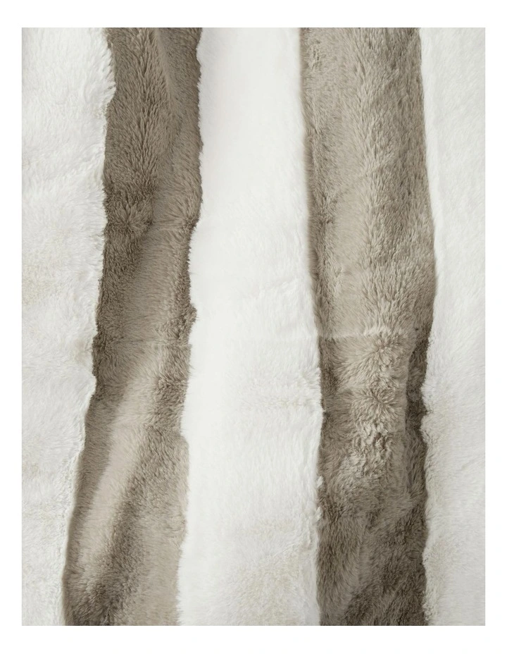 Denver Carved Stripe Faux Fur Throw in Natural image 3