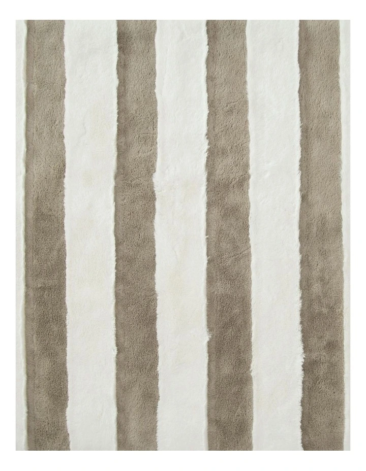 Denver Carved Stripe Faux Fur Throw in Natural image 7